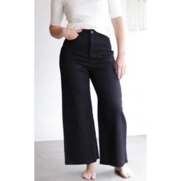 KOWTOW Odyssey Pant Wide Leg Black Organic Cotton Pants S - Picture 1 of 8
